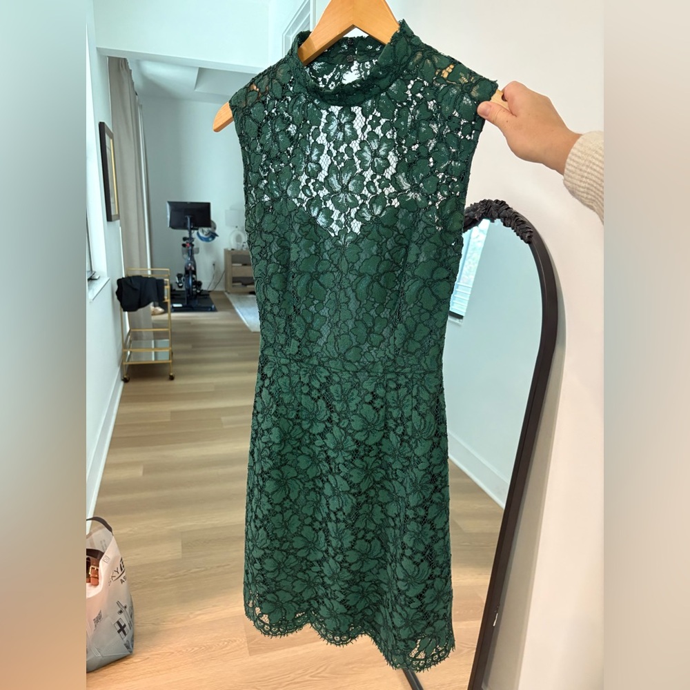 Sandro Green Lace Midi Dress